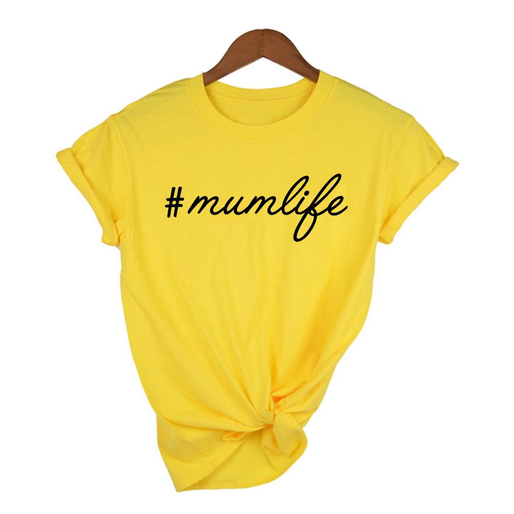 Summer Women Tee With Mumlife Letter Short Sleeve Round Neck Mom Life Female T Shirts Mother