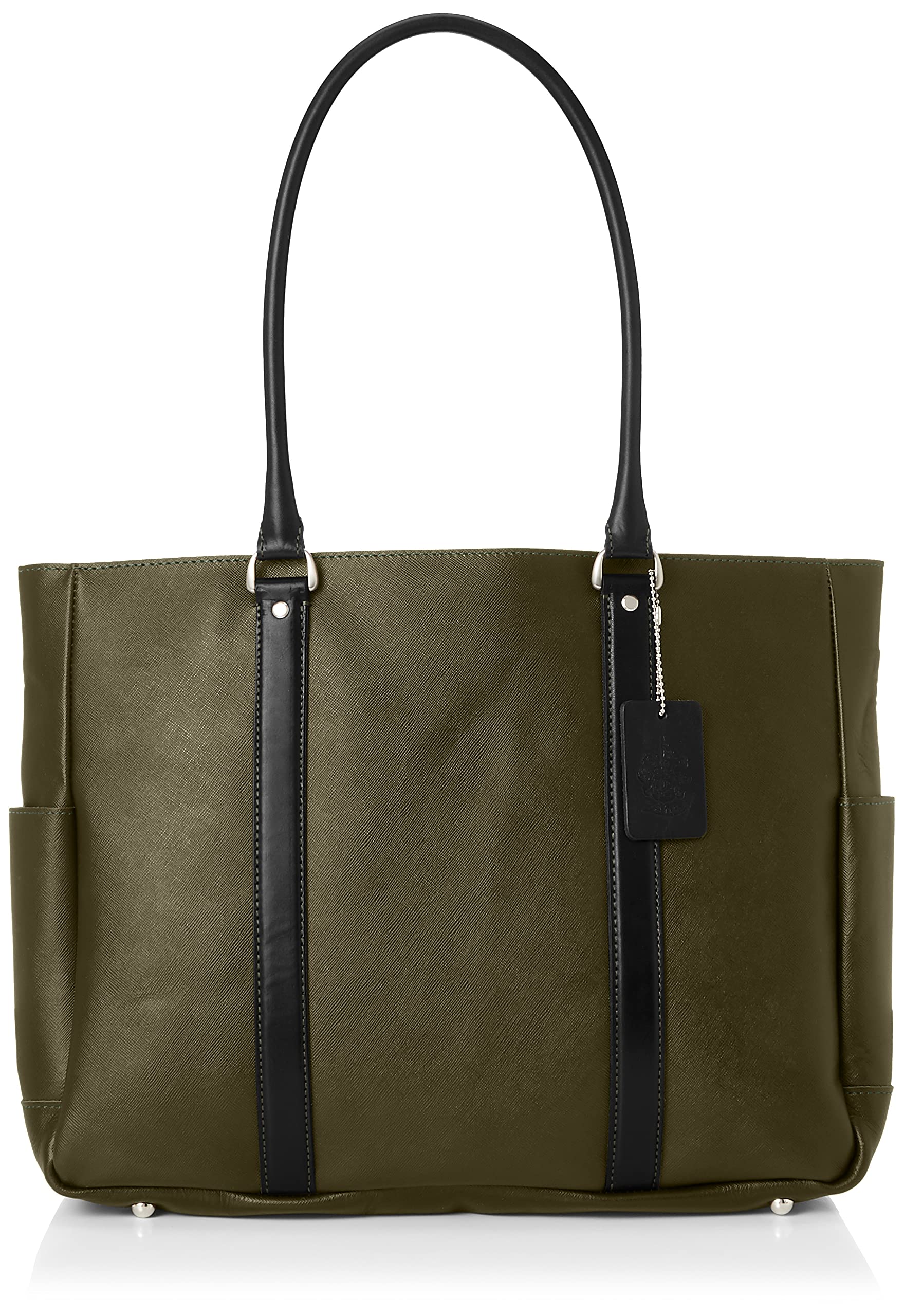 

Tote bag Domestic Leather tote bag Double flap Top zipper Large capacity Lightweight combination leather Embossed Khaki [Tseha] texture (Himeji хакі