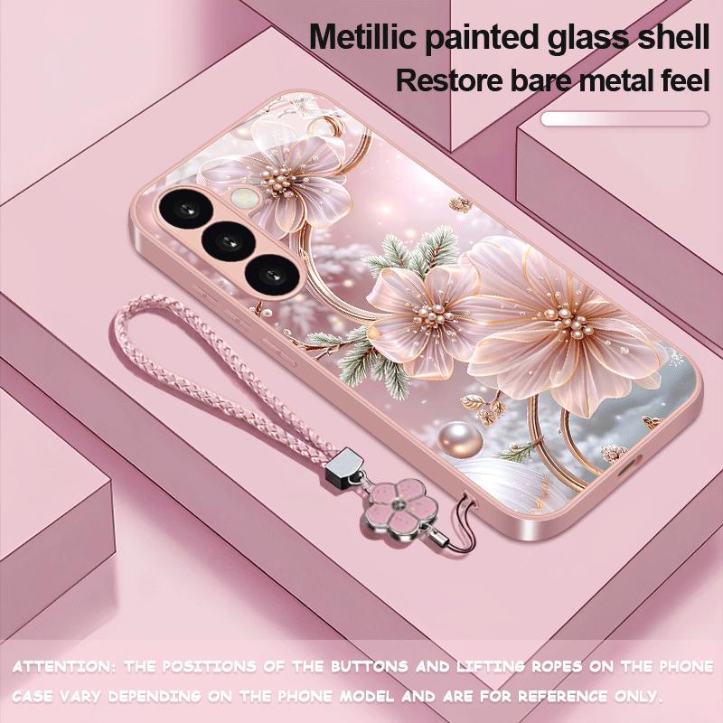 Custodia per telefono in vetro con motivo floreale adatta per Samsung Galaxy S26 S25 S24 S23 S22 S20 FE Ultra Plus cover posteriore antiurto