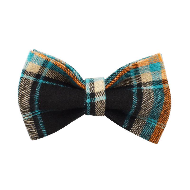 

Green Velvet Plaid Retro Pet Collar, Leash & Harness with Bow Set XS