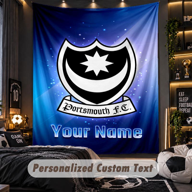 TapestryPortsmouth FC Custom Name Text Personalized Wall Hanging Tapestry Home Wall Decor
