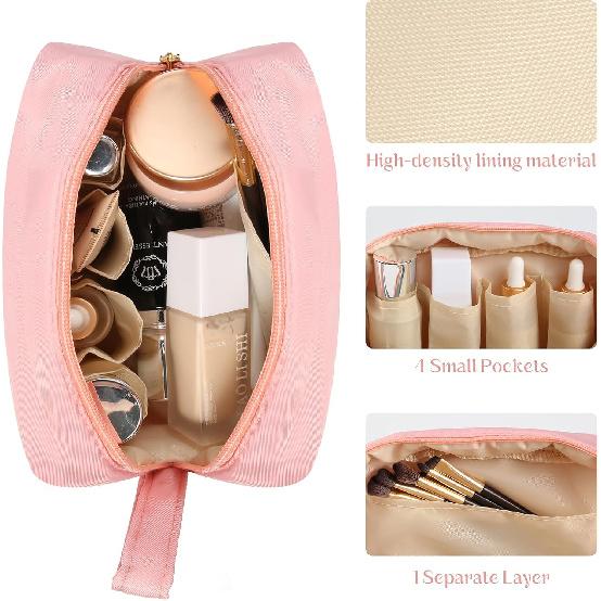 Puffy Makeup Bag for Women, Initial Cosmetic Bag, Cute Travel Toiletry Bag, Puffer Make Up Organizer Bags with Compartments, Personalized Gifts for