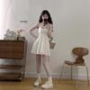 Korean Style 3D Embroidered Camisole Dress & Striped Long-Sleeve Shirt Set