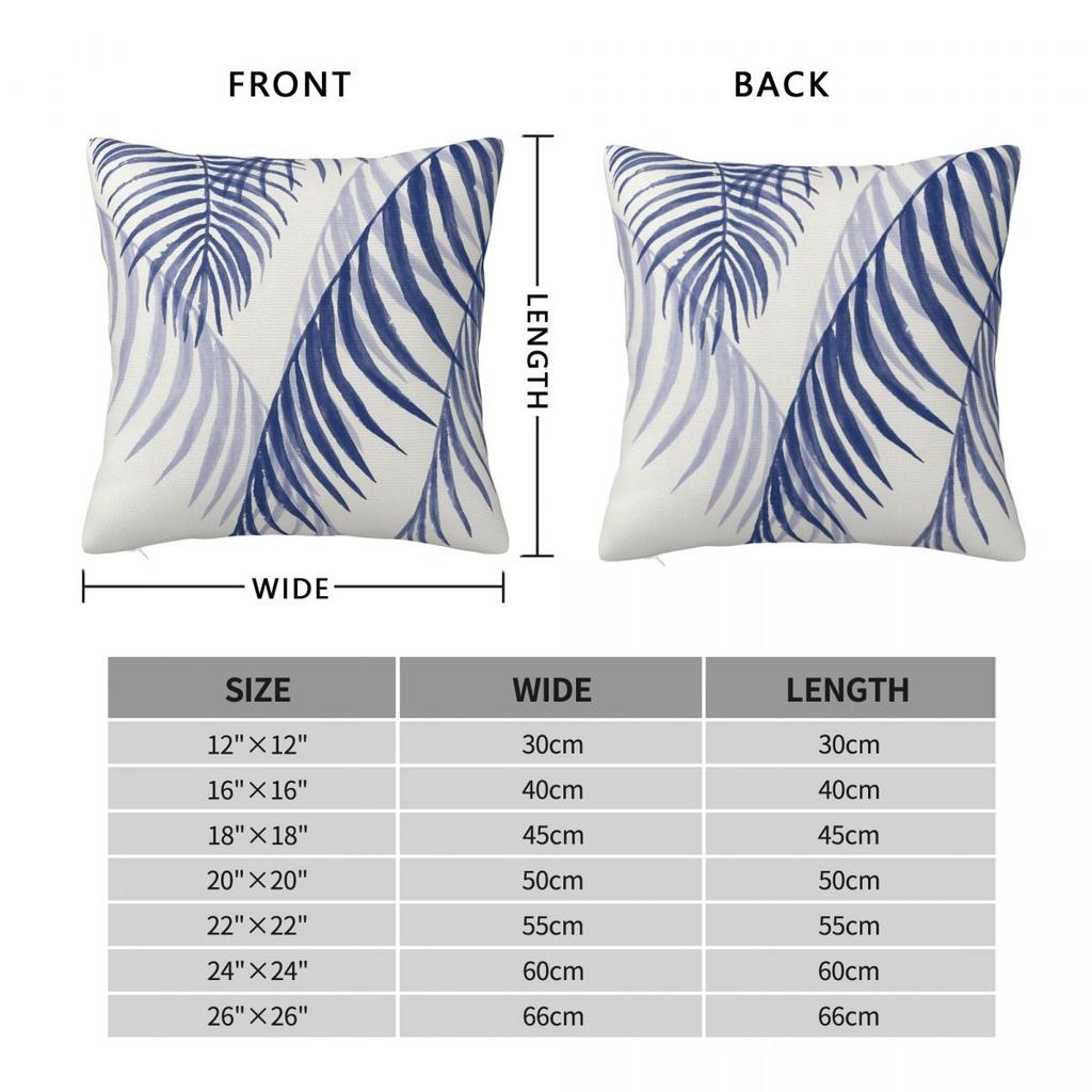 Blue Palms Leaves Pillowcase Polyester Linen Velvet Printed Zip Decor Throw Pillow Case Bed Cushion Cover 45x45