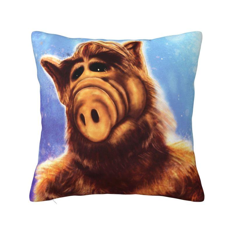 Alien Life Form ALF Meme Collage Cushion Cover Xcm Sci Fi TV Show Soft Luxury Pillow for Sofa Home Decor