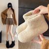 Winter fluffy cotton shoes with heightening and velvet new round head warm non-slip thickened snow boots
