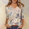 Dámské topy Tříčtvrteční rukáv Košile Výstřih do V Volná Ležérní košile Potisk Tričko