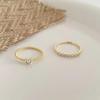 Elegant French Zirconia Heart Two-Piece Open Ring Set