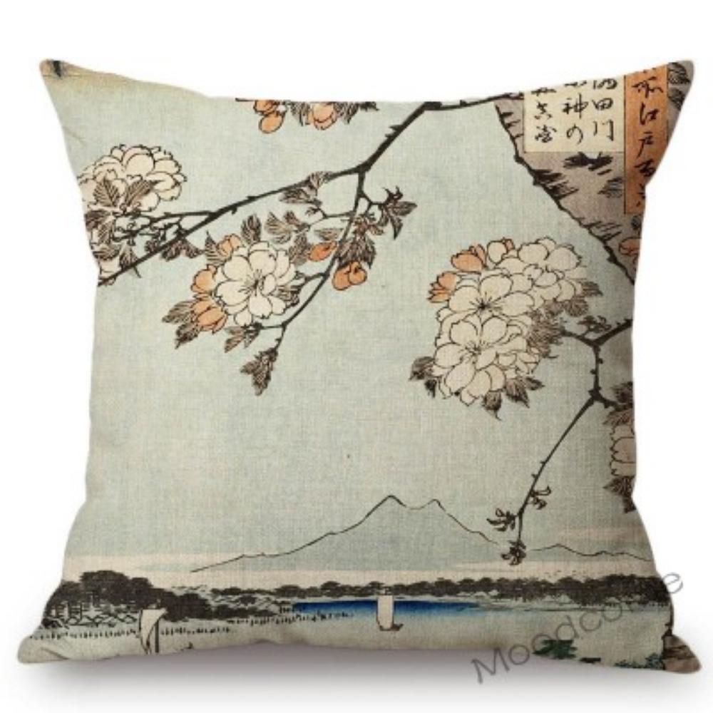 

Японский Ando Hiroshige Ukiyoe, азиатское искусство, гейша, винтажное экзотическое украшение, наволочка для дивана, автомобильная подушка, льняной чехол 450mm*450mm