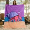 Whimsical Purple Shell Crab Flannel Blanket Soft Warm Lightweight for Sofa Bedroom Living Room Ideal Gift for Adults Family