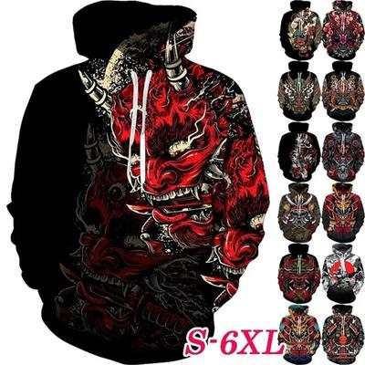 Moletons Gráficos de Samurai Japonês Estampados em 3D Personalidade Hip Hop Streetwear Top Harajuku Moletons Pulôver Masculinos