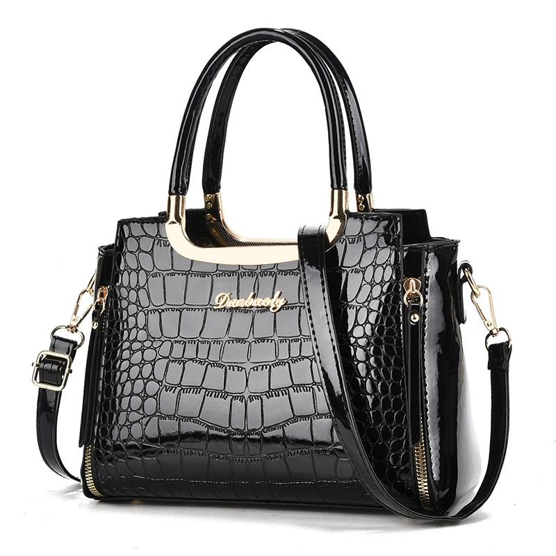 2025 New Crocodile Pattern Patent Leather Ladies Handbag Large Capacity Single Shoulder Slant Cross Bag Fashionable Handbag