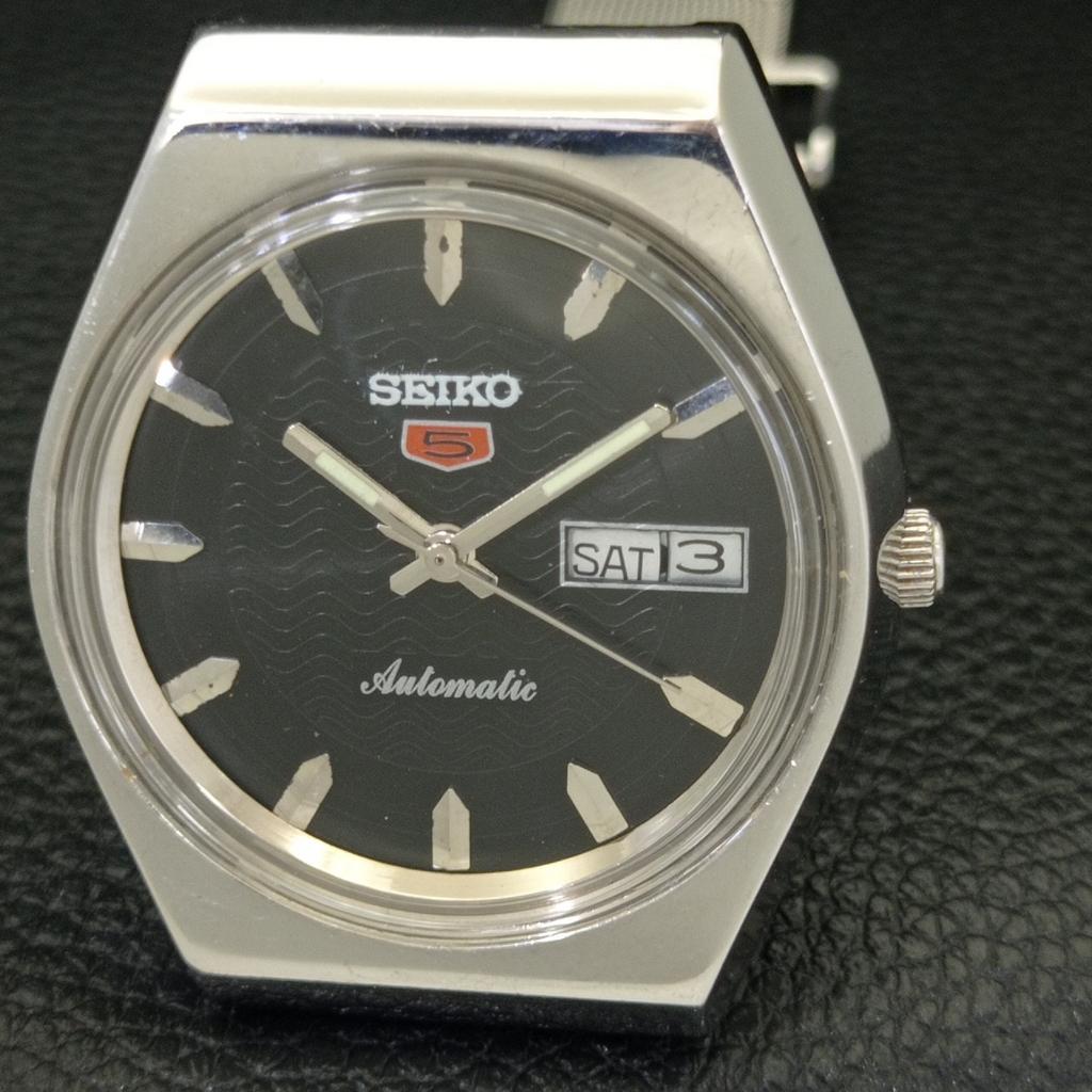 VINTAGE SEIKO 5 AUTOMATIC 6309A JAPAN MENS BLACK COLOR DIAL WATCH a701616-5 R206c-a701616