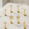 18G Stainless Steel Threadless Flat Back Stud Earrings Hypoallergenic CZ Cartilage Labret Piercing Jewelry for Women