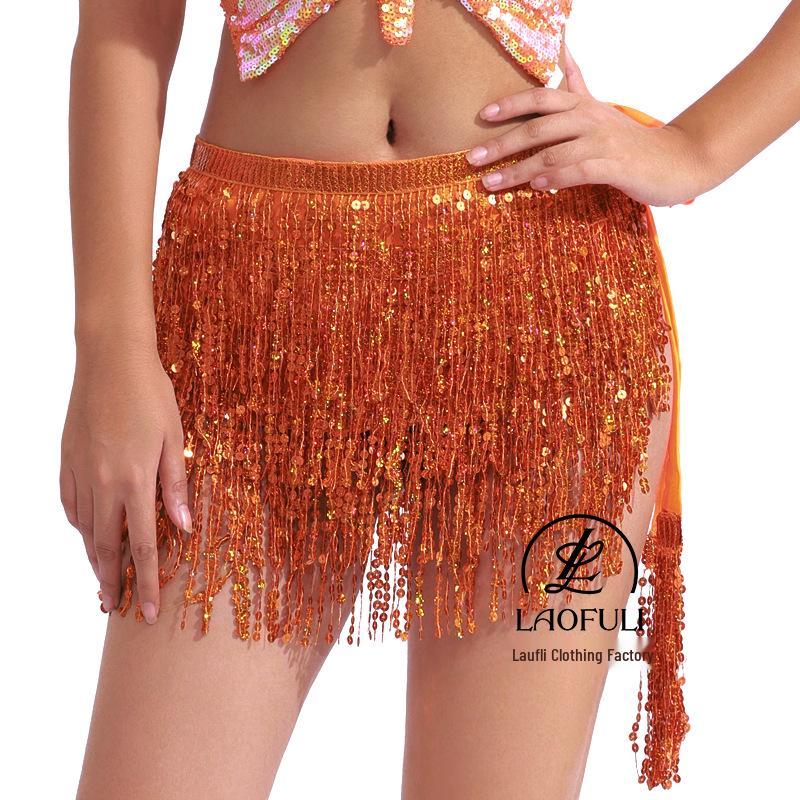 Bohemian Sequin Tassel Hip Scarf for Halloween Belly Dance Performance