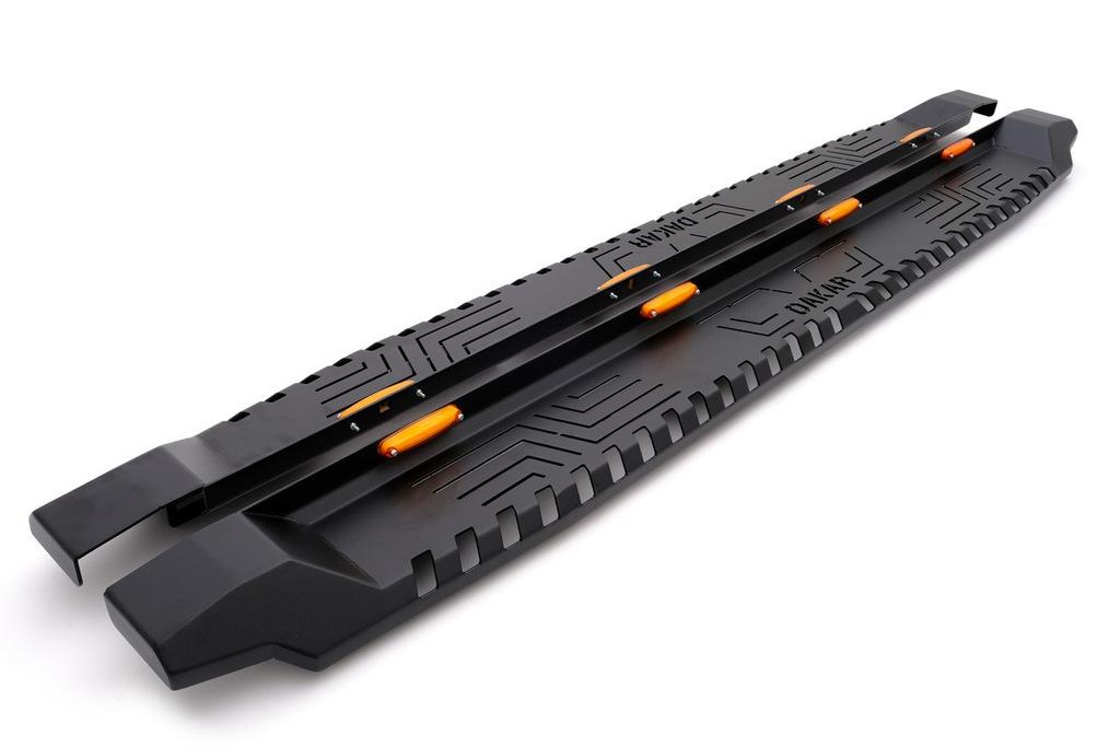 Боковые пороги Dakar V1 с LED (2 шт, металл) для Toyota Hilux 2015- гг