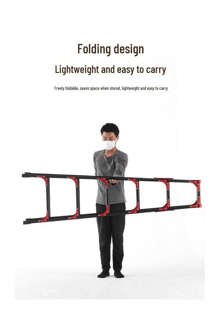 Folding A-frame Carbon Steel Ladder: Lightweight, Double-sided, Multi-purpose, No Installation Needed
