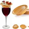 Reusable Bamboo Cup Lid for Red Wine and Food Platters Packaging with Splash-proof Function Bamboo Cup Lid Coasters 10.16*7cm