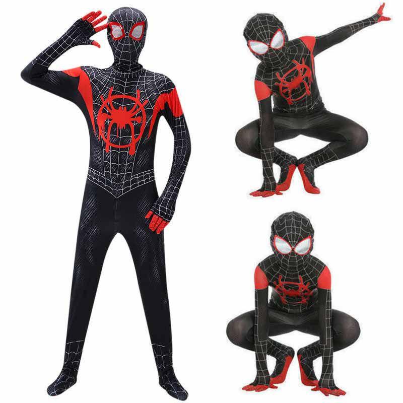 Disfraz para Niños Adultos Miles Morales Traje de Cosplay SpiderMans Into the Spider-Verse
