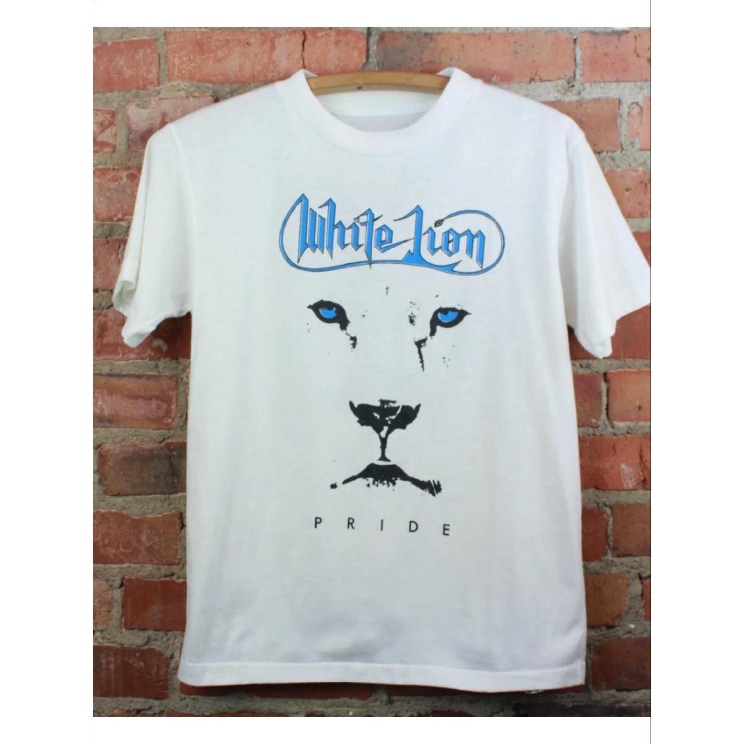 

Men s White Lion Pride Album Cover T-shirt Bohemian Style Lion Pattern with Iconic Logo Design Fan Accessories Daily Casual Wear S чёрный