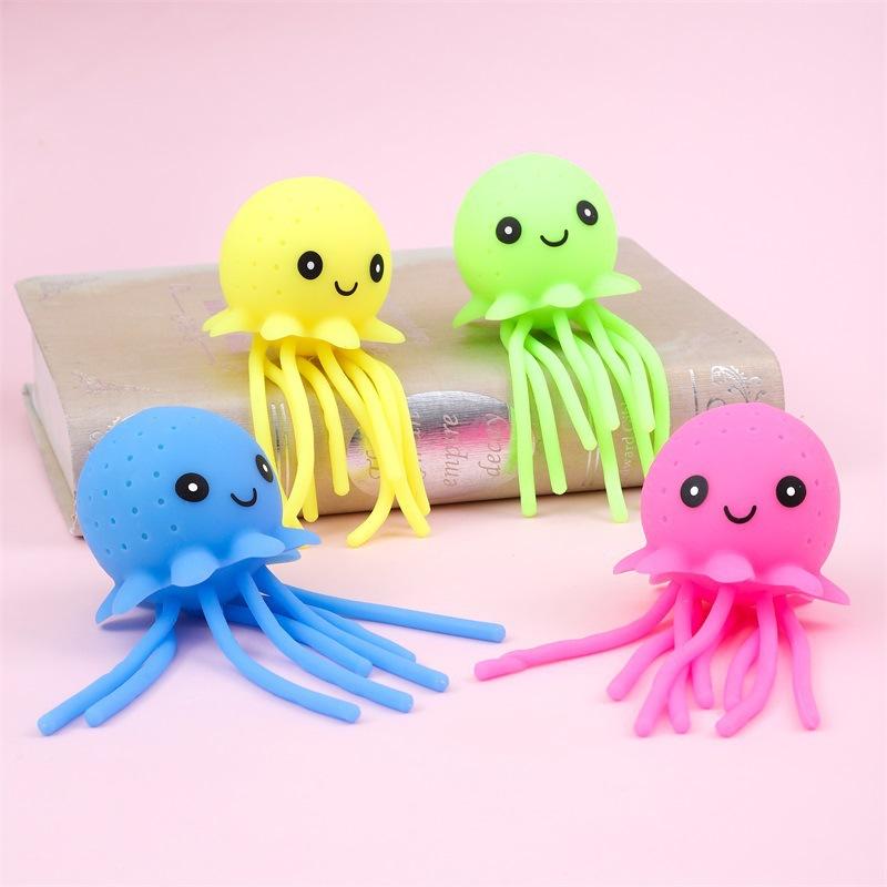 Jouet à presser original pour soulager le stress, designs Crabe, Canard, Baleine et Poulpe, Jouets de bain réalistes, Aspire l'eau pour Fête & Natation