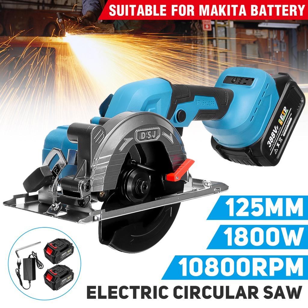 125mm 0-45° 100V-240V 1800W Brushless Electric Circular Saw Handle Adjustable Woodworking Cutting Power Tools For 18V Battery