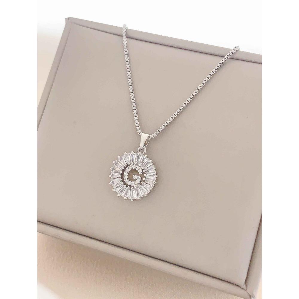 Necklace Does Not Fade, Women's Summer Square Circle Letter Necklace, Titanium Steel Necklace, Versatile High-end Clavicle Chain