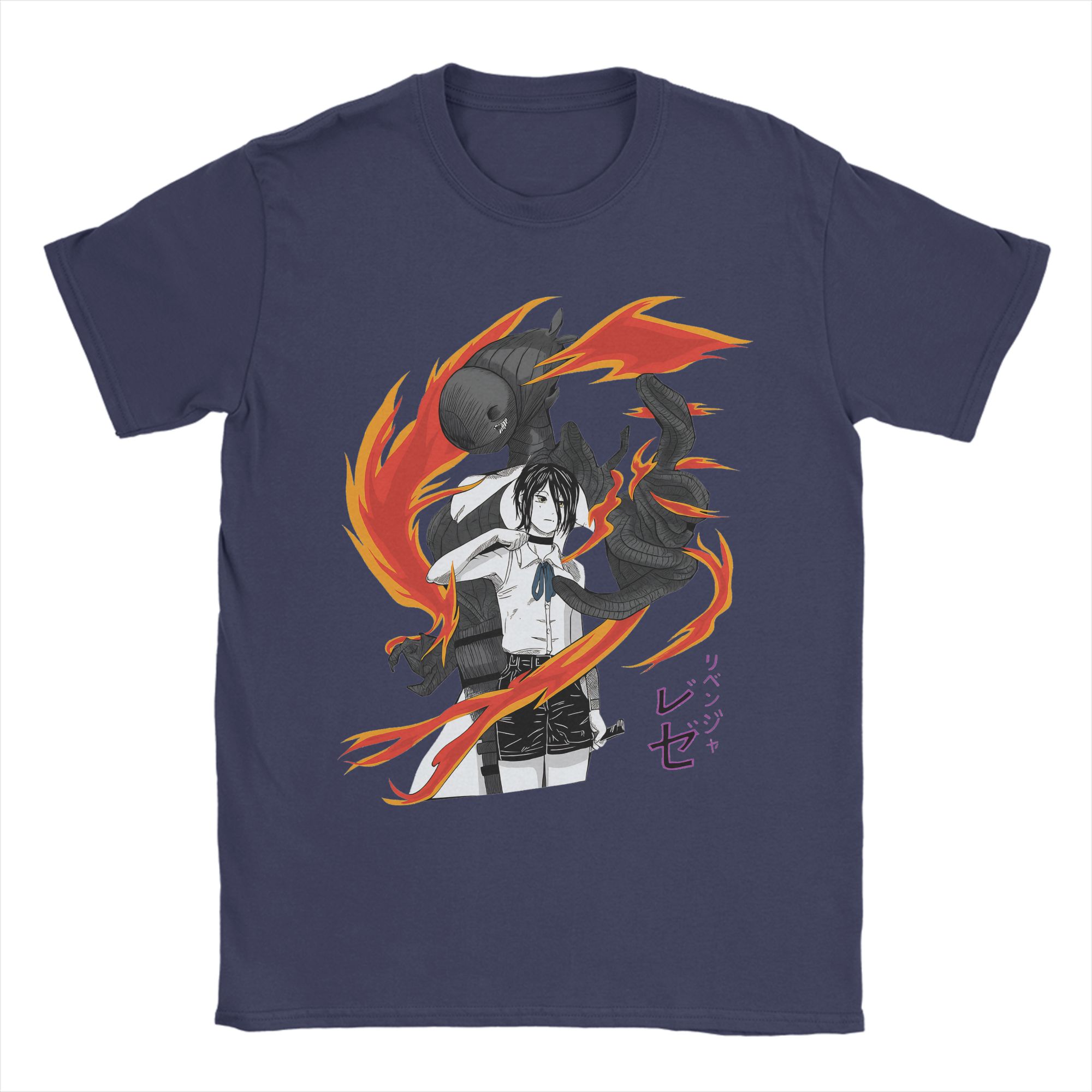 

Makima Reze Vintage Anime T Shirts Men Pure Cotton Vintage T-Shirts Round Collar Tee Shirt Short Sleeve Clothing Classic 4XL