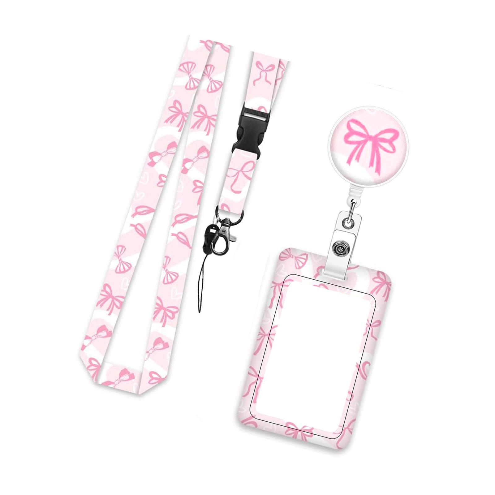 

Butterfly Neck Lanyard with Badge Card Holder Retractable Badge Holder and Detachable Neck Strap Set for Office School 2