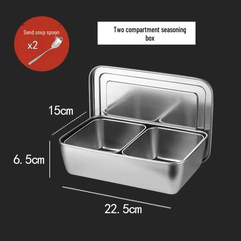 Stainless Steel Multi-Compartment Seasoning and Toppings Box for Commercial Use