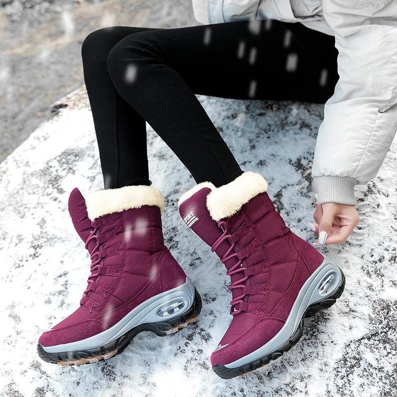 Fashion 2025 Women Boots High Quality Warm Snow Lace-up Comfortable Ankle Outdoor Waterproof Hiking Boots Size 36-42