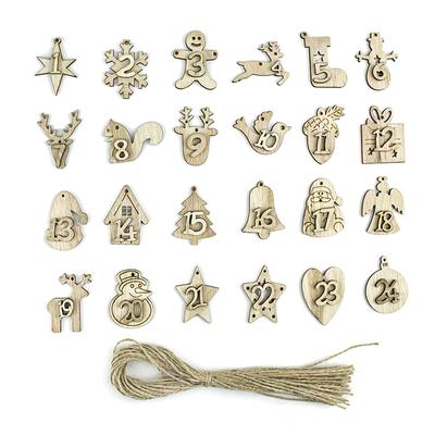 Christmas Advent Calendar Bags Embellishments 1-24 Wooden Listing Labels No Bag