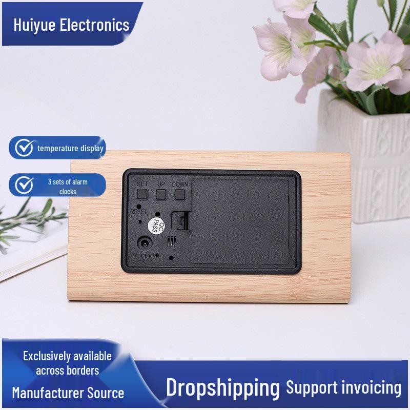 Multi-functional Digital Wood Alarm Clock with Temperature & Humidity Display