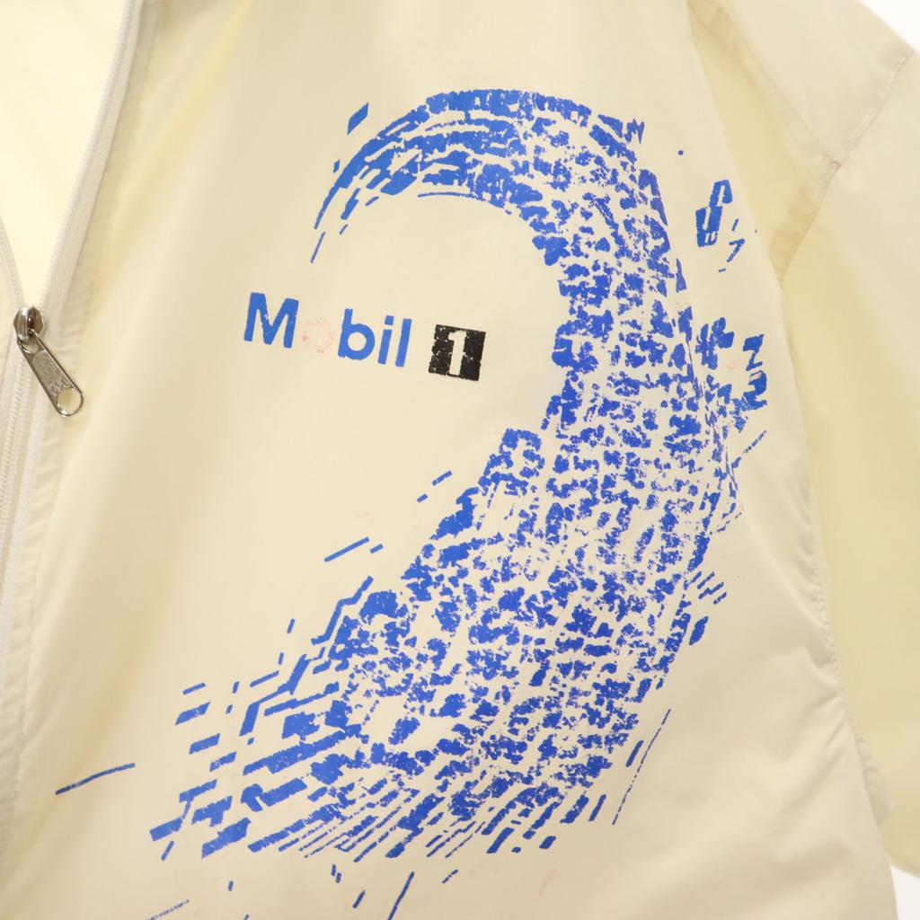 Mobil-F1 90s Old Company Jacket L white Hooded Men's Used