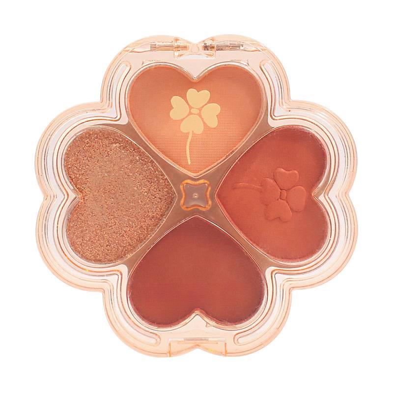 Four-Leaf Eyeshadow Palette: Shimmer, Pearl, Matte Earth Tones for Daily Student Makeup, 4 Colors