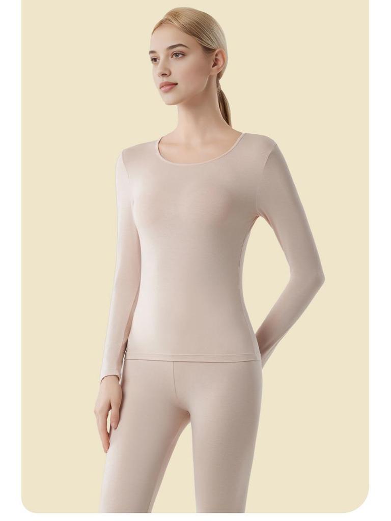 Women's Seamless Modal Thermal Underwear Set - Ultra-Thin, High Elasticity, Lightweight Warm German Velvet Base Layer for Autumn Winter.