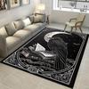 Gothic Raven and Moon Design Area Rug  Polyester Non-Slip Mat | Black & White Celestial Motifs | Ideal for Living Room, Be