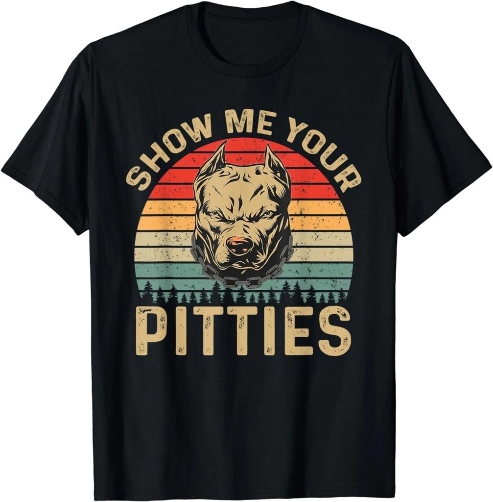 Zeig mir deine Pitties Lustiges Pitbull Hundeliebhaber Retro Vintage Geschenk Unisex T-Shirt