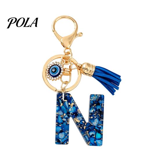Blue Series Keychain Pendant, Initial Letter Charm Key Chain with Eyes Tassel Design, A-Z Holder for Bags Backpacks Cars Accessories Sale Goods