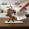 Sturdy Paper Roll Stand Funny Animals Wooden Toilet Holder, 3D Animal Bathroom Decor, Cute Cartoon Solid Wood Tissue Rack Free Standing for Home, Fun