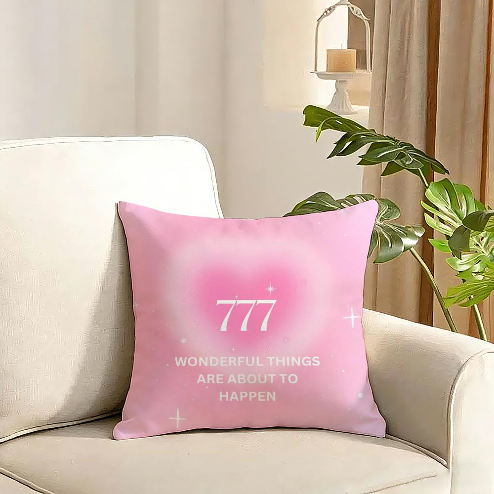 Seven Star Lucky Angel Numbers Cushion Cover Reversible Plush Pillow Cover Soft Fluffy  Home Decor for Sofa Bedroom