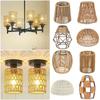 Hanging Woven Lampshade Vintage Style Hanging Light Lampshade Interior Lighting Ornament