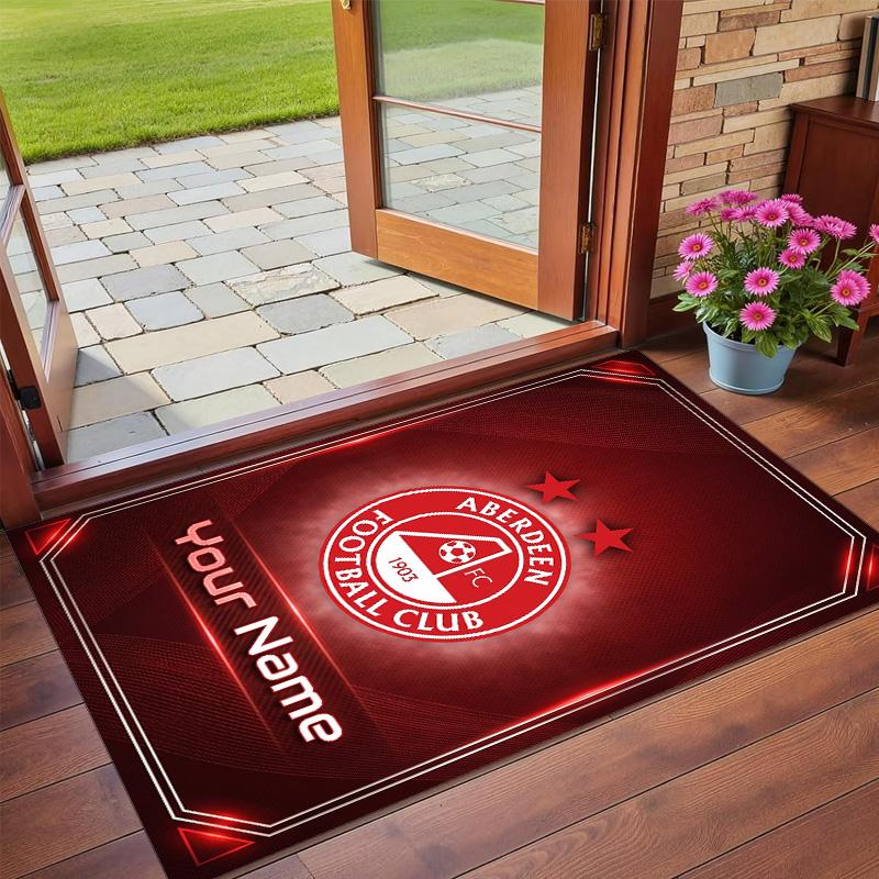 Crystal Velvet Rug Custom Name Text, Soft Non Slip Floor Mat Home DecorAberdeen FC