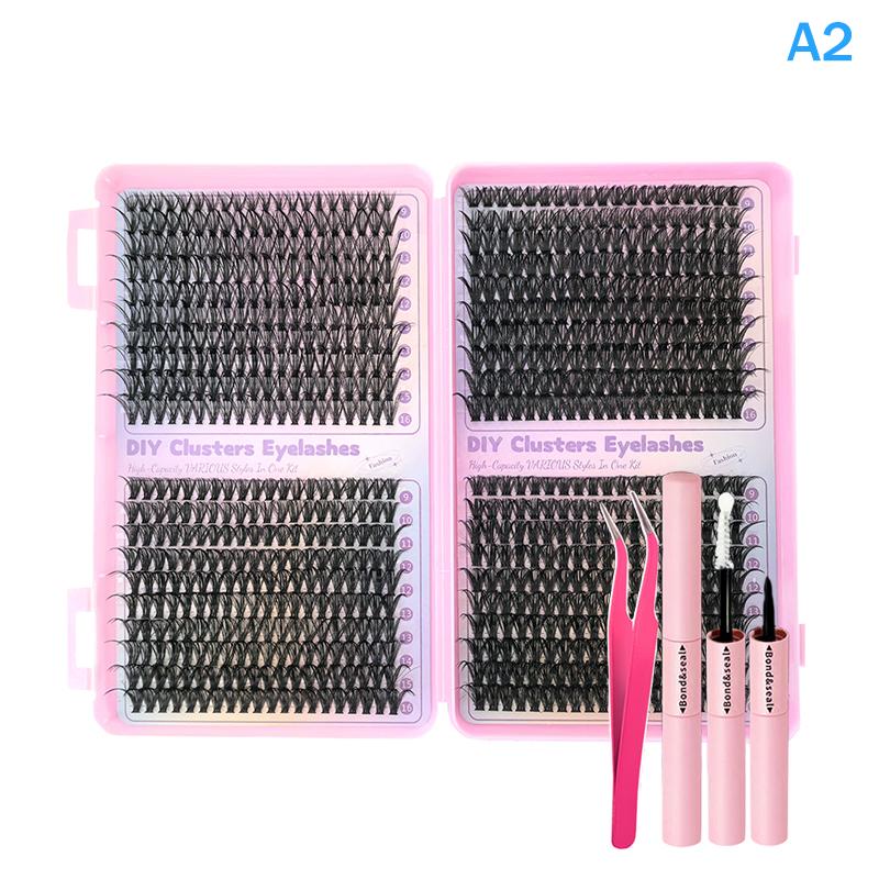 Lashes Cluster Diy Lash Extension Mixed Tray Clusters Eyelashes Fluffy Individual Lashes With Lash Bond And Seal And Tweezers