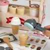 Wooden Ice Cream Counter Playset - Includes Ice Cream Cones Ice Cream Scoop And Toppings Montessori Pretend Play Food Toys Kids