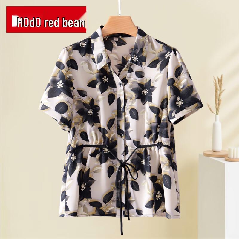 

Женская летняя цветочная шифоновая блузка с коротким рукавом XL