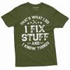 Zabawny Mechanik Naprawiam Rzeczy I Wiem Rzeczy Koszulka na Prezent Humor Mechanik T-Shirt