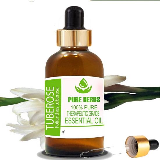 Pure Herbs Tuberose (Polianthes Tuberosa) Pure & Natural Therapeutic Grade Essential Oil Glass