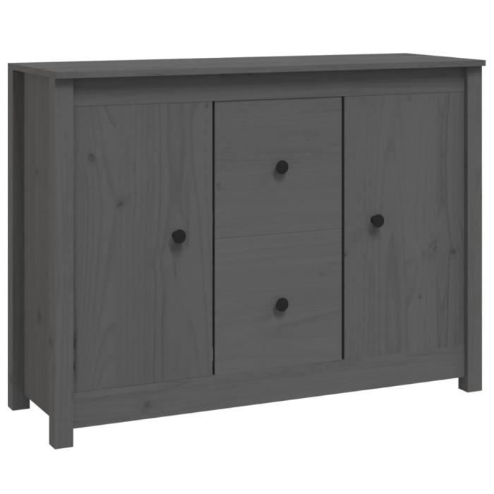 814566 vidaXL Buffet Gris 100x35x74 cm Bois massif de pin
