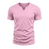 Men Casual Summer Loose V Neck Short Sleeve Solid T Shirt